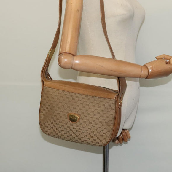 GUCCI Micro GG Canvas Shoulder Bag Beige Gold Auth BA1638