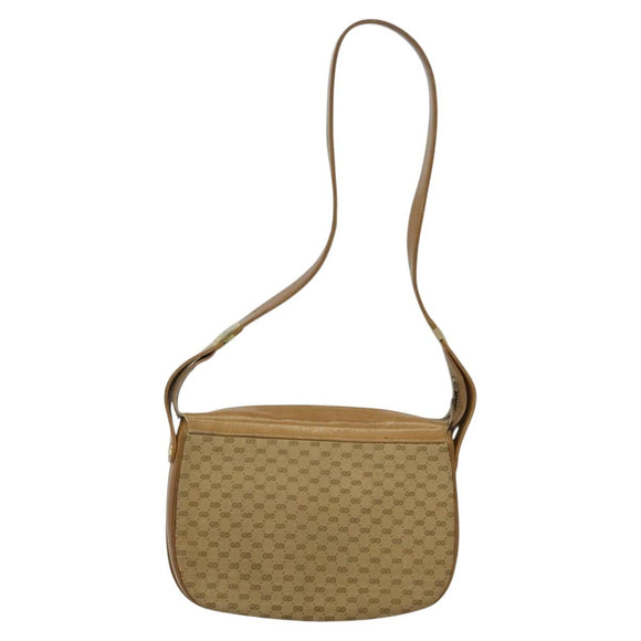 GUCCI Micro GG Canvas Shoulder Bag Beige Gold Auth BA1638