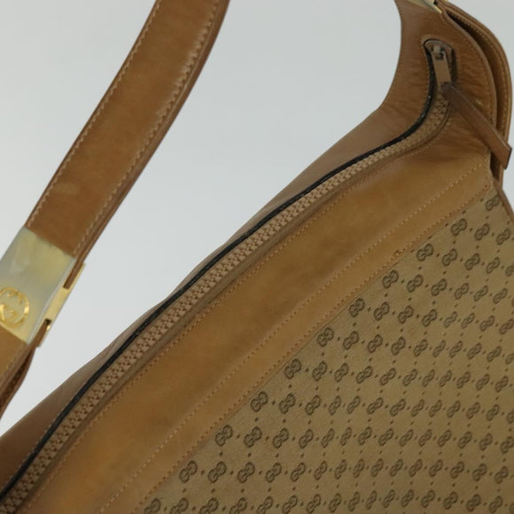 GUCCI Micro GG Canvas Shoulder Bag Beige Gold Auth BA1638