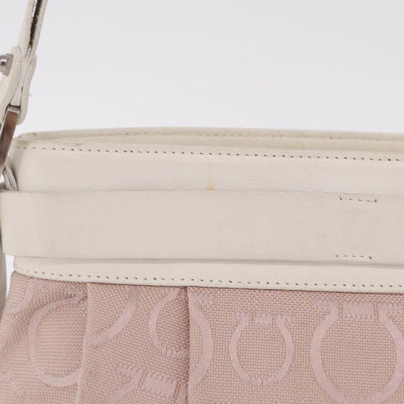 Salvatore Ferragamo Gancini Shoulder Bag Canvas Purple Silver Auth BA16384