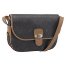 Christian Dior Honeycomb Canvas Shoulder Bag PVC Black Gold Auth BA16397-1