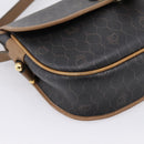 Christian Dior Honeycomb Canvas Shoulder Bag PVC Black Gold Auth BA16397-11
