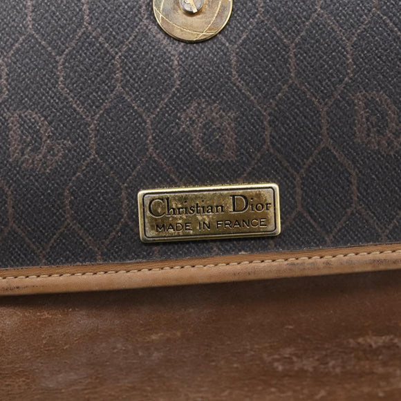 Christian Dior Honeycomb Canvas Shoulder Bag PVC Black Gold Auth BA16397