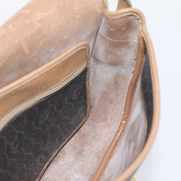 Christian Dior Honeycomb Canvas Shoulder Bag PVC Black Gold Auth BA16397