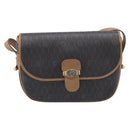 Christian Dior Honeycomb Canvas Shoulder Bag PVC Black Gold Auth BA16397-2