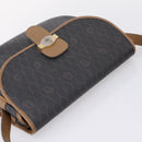 Christian Dior Honeycomb Canvas Shoulder Bag PVC Black Gold Auth BA16397-6
