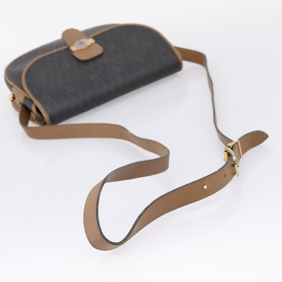 Christian Dior Honeycomb Canvas Shoulder Bag PVC Black Gold Auth BA16397
