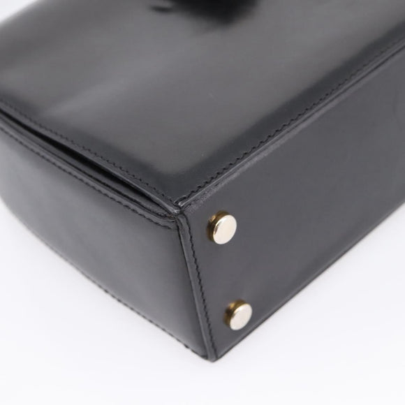 CELINE Hand Bag Leather Black Gold Auth BA16398