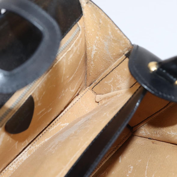 CELINE Hand Bag Leather Black Gold Auth BA16398