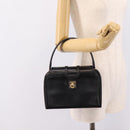CELINE Hand Bag Leather Black Gold Auth BA16398-23