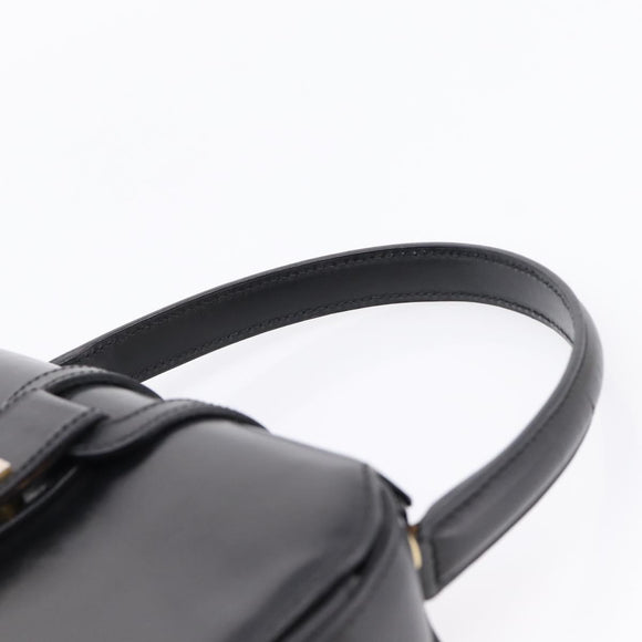 CELINE Hand Bag Leather Black Gold Auth BA16398