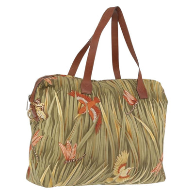 Salvatore Ferragamo Boston Bag Nylon Green Gold Auth BA16400