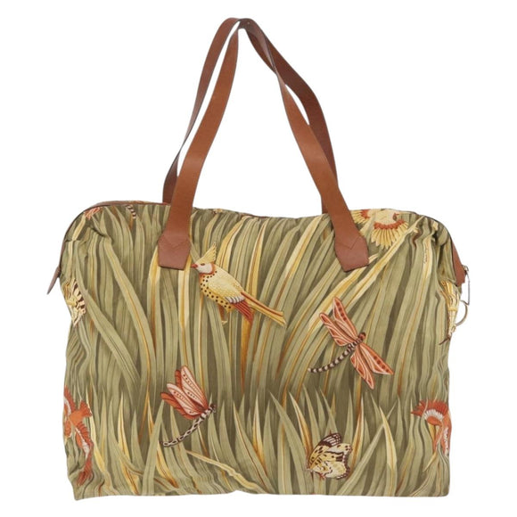 Salvatore Ferragamo Boston Bag Nylon Green Gold Auth BA16400
