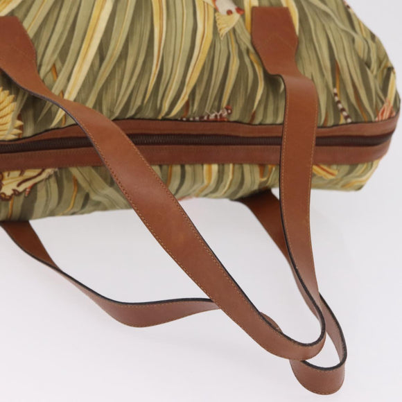 Salvatore Ferragamo Boston Bag Nylon Green Gold Auth BA16400
