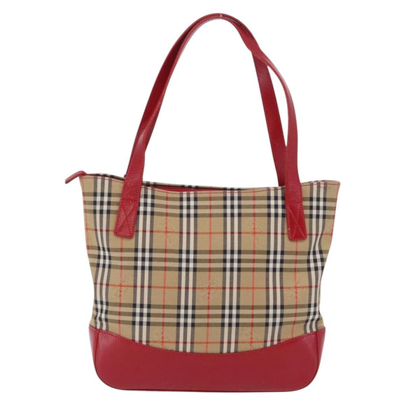 Burberrys Nova Check Shoulder Bag Canvas Beige Gold Auth BA16401