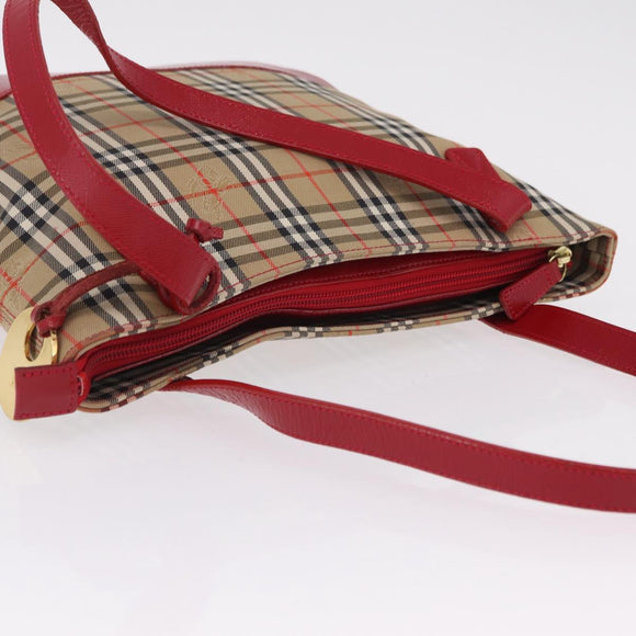 Burberrys Nova Check Shoulder Bag Canvas Beige Gold Auth BA16401