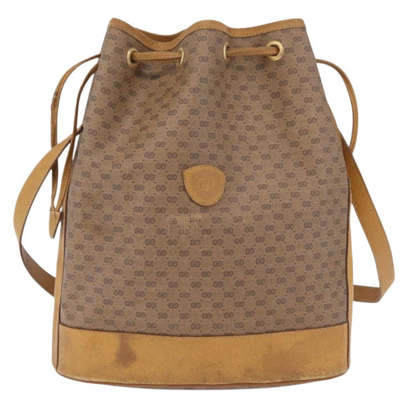 GUCCI Micro GG Supreme Shoulder Bag PVC Beige Gold 001 084 0850 Auth BA16402