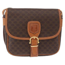 CELINE Macadam Canvas Shoulder Bag PVC Leather Brown Gold Auth BA16403-2