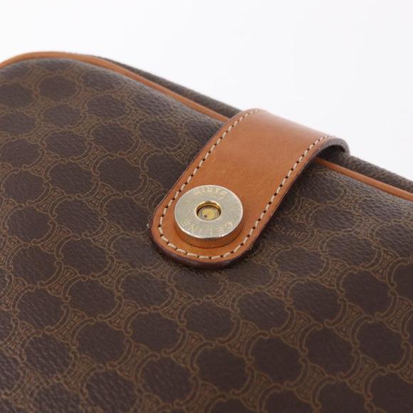 CELINE Macadam Canvas Shoulder Bag PVC Leather Brown Gold Auth BA16403