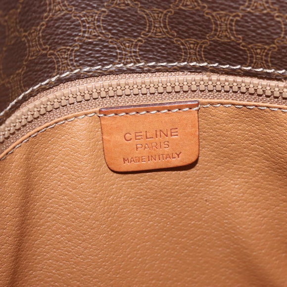 CELINE Macadam Canvas Shoulder Bag PVC Leather Brown Gold Auth BA16403