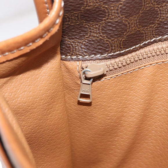 CELINE Macadam Canvas Shoulder Bag PVC Leather Brown Gold Auth BA16403