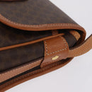 CELINE Macadam Canvas Shoulder Bag PVC Leather Brown Gold Auth BA16403-5