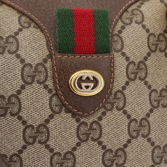 GUCCI GG Supreme Web Sherry Line Hand Bag PVC Beige Gold 40 02 007 Auth BA16404