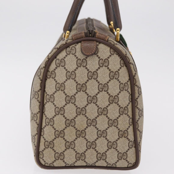 GUCCI GG Supreme Web Sherry Line Hand Bag PVC Beige Gold 40 02 007 Auth BA16404