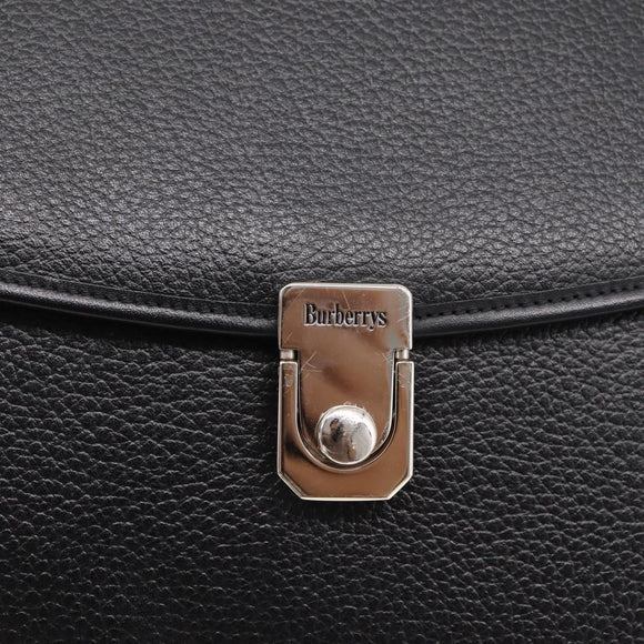 Burberrys Hand Bag Leather 2way Black Silver Auth BA16406A
