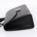 Burberrys Hand Bag Leather 2way Black Silver Auth BA16406A-3