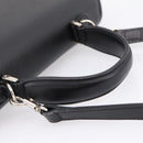 Burberrys Hand Bag Leather 2way Black Silver Auth BA16406A-7