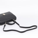 Burberrys Hand Bag Leather 2way Black Silver Auth BA16406A-8