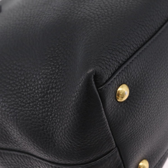 Miu Miu Tote Bag Leather 2way Black Gold Auth BA16407A