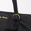 Miu Miu Tote Bag Leather 2way Black Gold Auth BA16407A-17