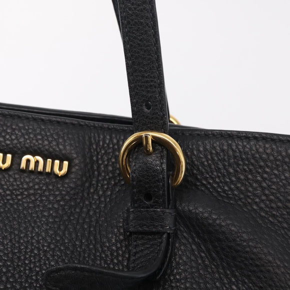 Miu Miu Tote Bag Leather 2way Black Gold Auth BA16407A