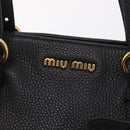 Miu Miu Tote Bag Leather 2way Black Gold Auth BA16407A-18