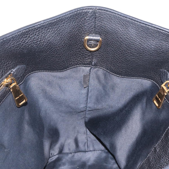 Miu Miu Tote Bag Leather 2way Black Gold Auth BA16407A