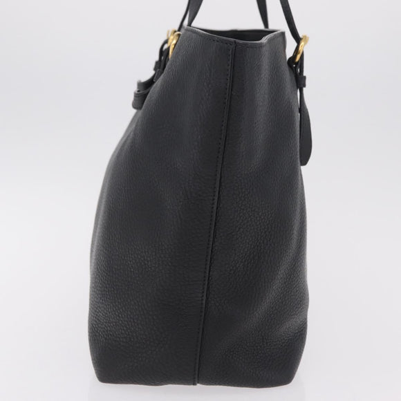 Miu Miu Tote Bag Leather 2way Black Gold Auth BA16407A