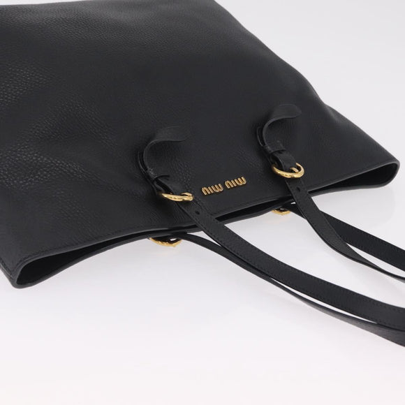 Miu Miu Tote Bag Leather 2way Black Gold Auth BA16407A