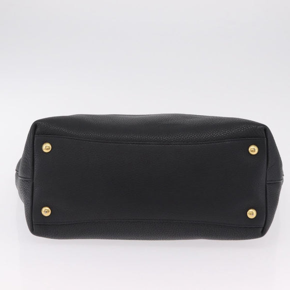 Miu Miu Tote Bag Leather 2way Black Gold Auth BA16407A