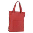 LOEWE Tote Bag Leather Red Silver Auth BA16409A-1