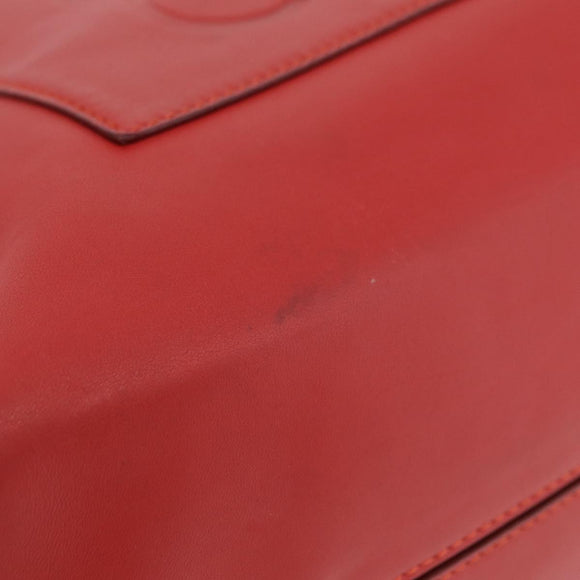 LOEWE Tote Bag Leather Red Silver Auth BA16409A
