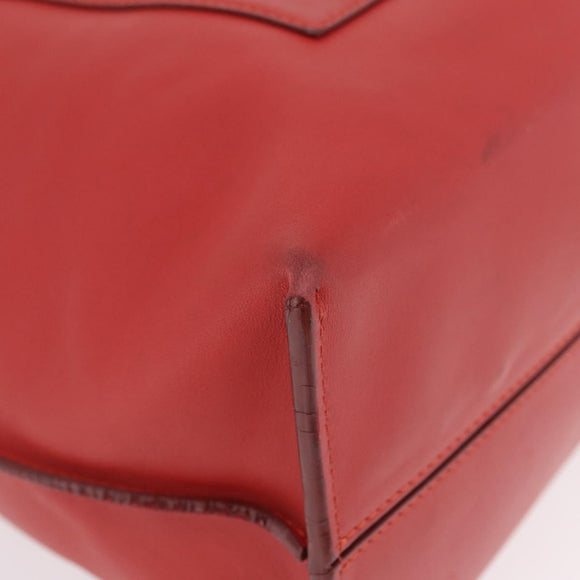 LOEWE Tote Bag Leather Red Silver Auth BA16409A