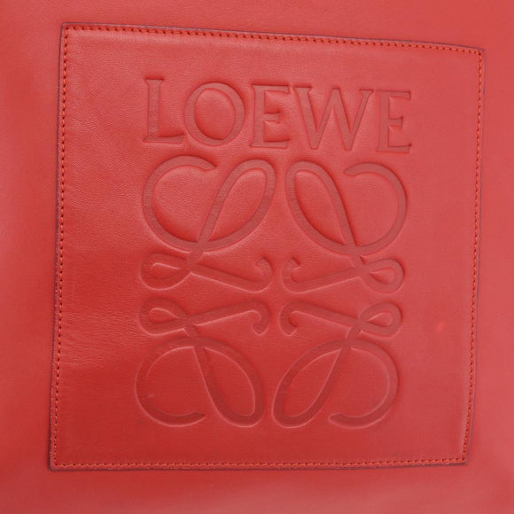 LOEWE Tote Bag Leather Red Silver Auth BA16409A