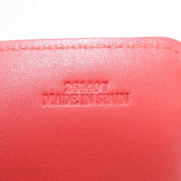 LOEWE Tote Bag Leather Red Silver Auth BA16409A
