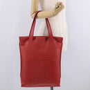 LOEWE Tote Bag Leather Red Silver Auth BA16409A-25