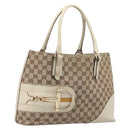 GUCCI GG Canvas Horsebit Sherry Line Tote Bag Beige Gold 137385 Auth BA16410-1