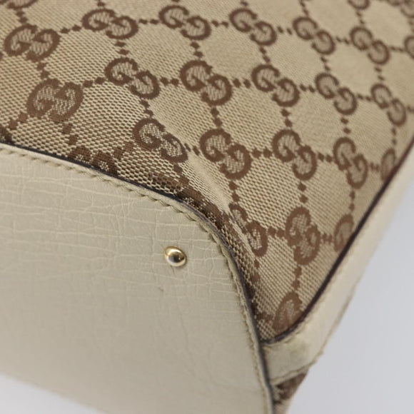 GUCCI GG Canvas Horsebit Sherry Line Tote Bag Beige Gold 137385 Auth BA16410