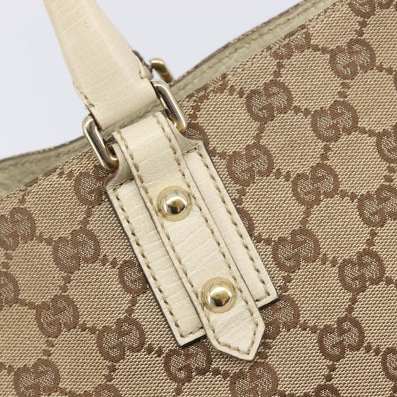 GUCCI GG Canvas Horsebit Sherry Line Tote Bag Beige Gold 137385 Auth BA16410