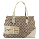 GUCCI GG Canvas Horsebit Sherry Line Tote Bag Beige Gold 137385 Auth BA16410-2